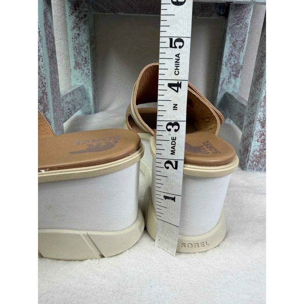 Sorel Womens Joanie III Wedge Slide Sandal Brown / Tan Leather Size 9.5‎